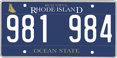 RI license plate 981984