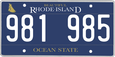 RI license plate 981985