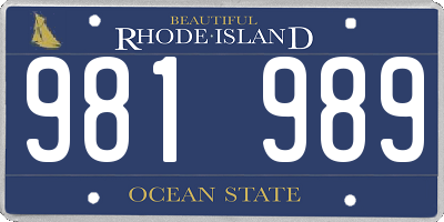 RI license plate 981989