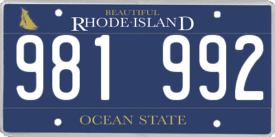 RI license plate 981992