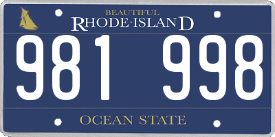 RI license plate 981998