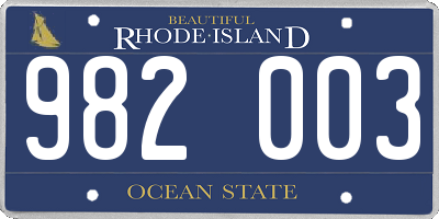 RI license plate 982003