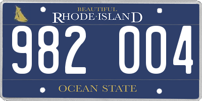 RI license plate 982004