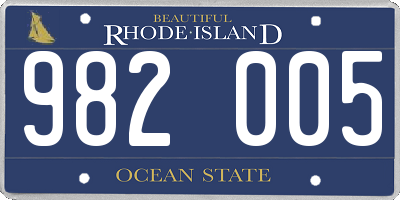 RI license plate 982005