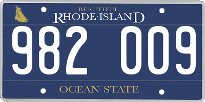 RI license plate 982009
