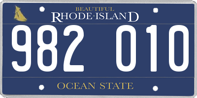RI license plate 982010