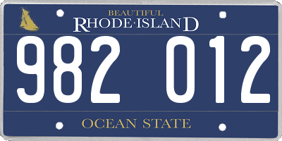 RI license plate 982012