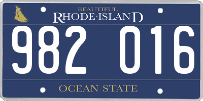 RI license plate 982016