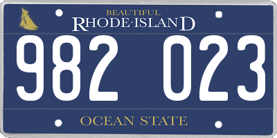 RI license plate 982023