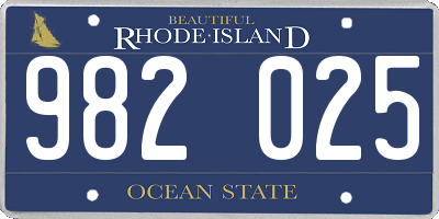 RI license plate 982025