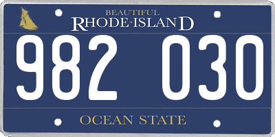 RI license plate 982030