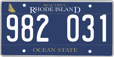 RI license plate 982031