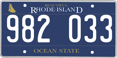 RI license plate 982033