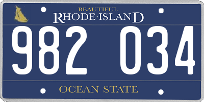 RI license plate 982034