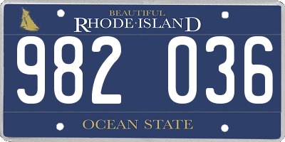 RI license plate 982036