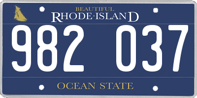 RI license plate 982037