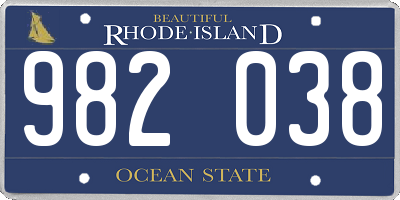 RI license plate 982038