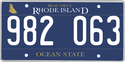 RI license plate 982063