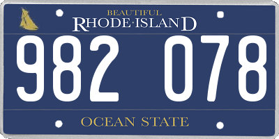 RI license plate 982078