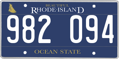RI license plate 982094