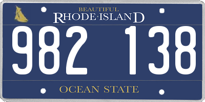 RI license plate 982138