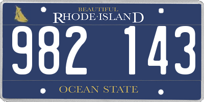 RI license plate 982143