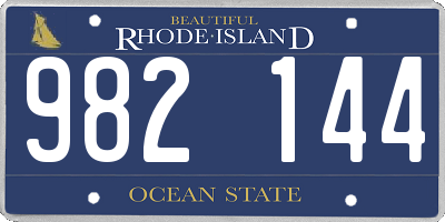 RI license plate 982144