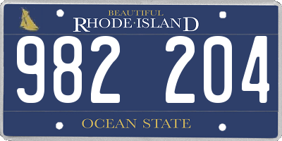 RI license plate 982204