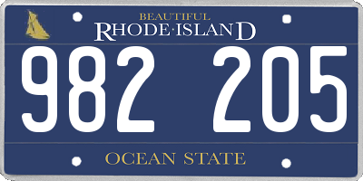 RI license plate 982205