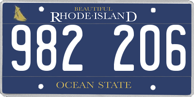 RI license plate 982206