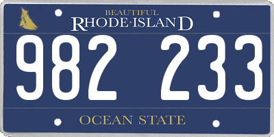 RI license plate 982233
