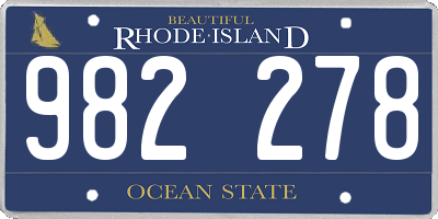 RI license plate 982278
