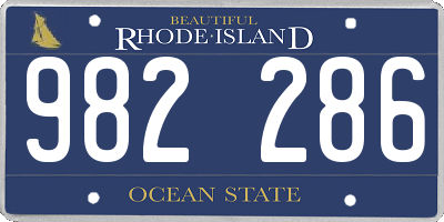 RI license plate 982286