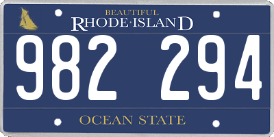 RI license plate 982294