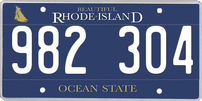 RI license plate 982304