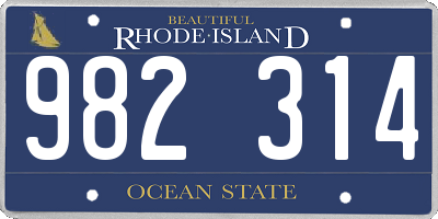 RI license plate 982314
