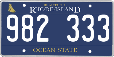 RI license plate 982333