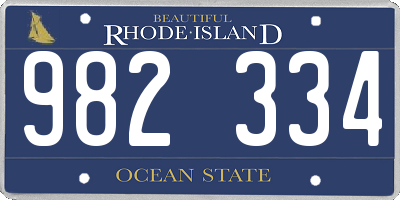 RI license plate 982334