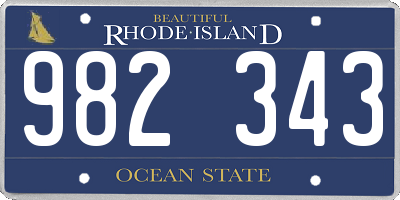 RI license plate 982343