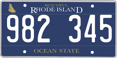 RI license plate 982345