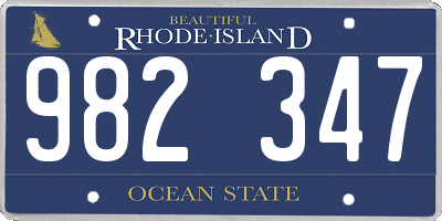 RI license plate 982347