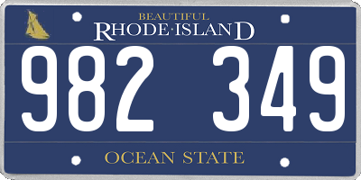 RI license plate 982349