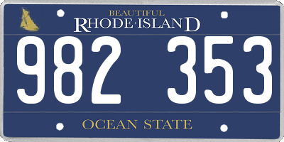 RI license plate 982353