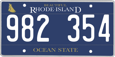 RI license plate 982354