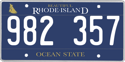 RI license plate 982357