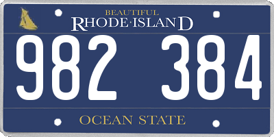 RI license plate 982384