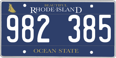 RI license plate 982385