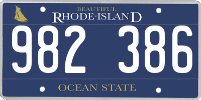 RI license plate 982386