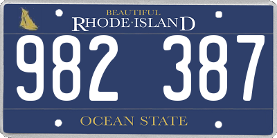 RI license plate 982387