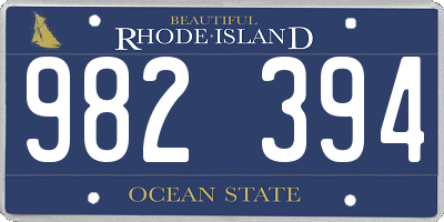 RI license plate 982394